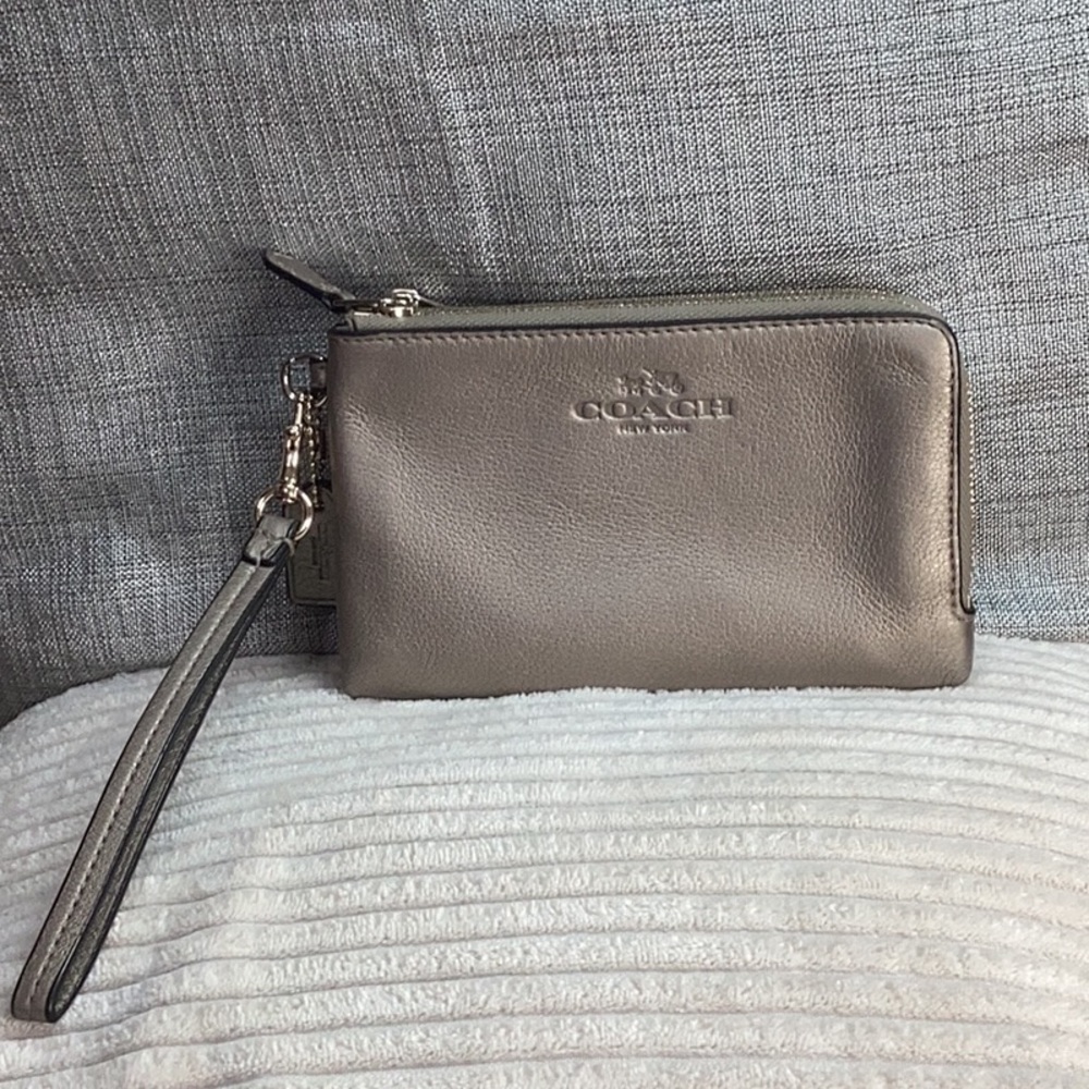 Coach Champagne leather double wristlet.